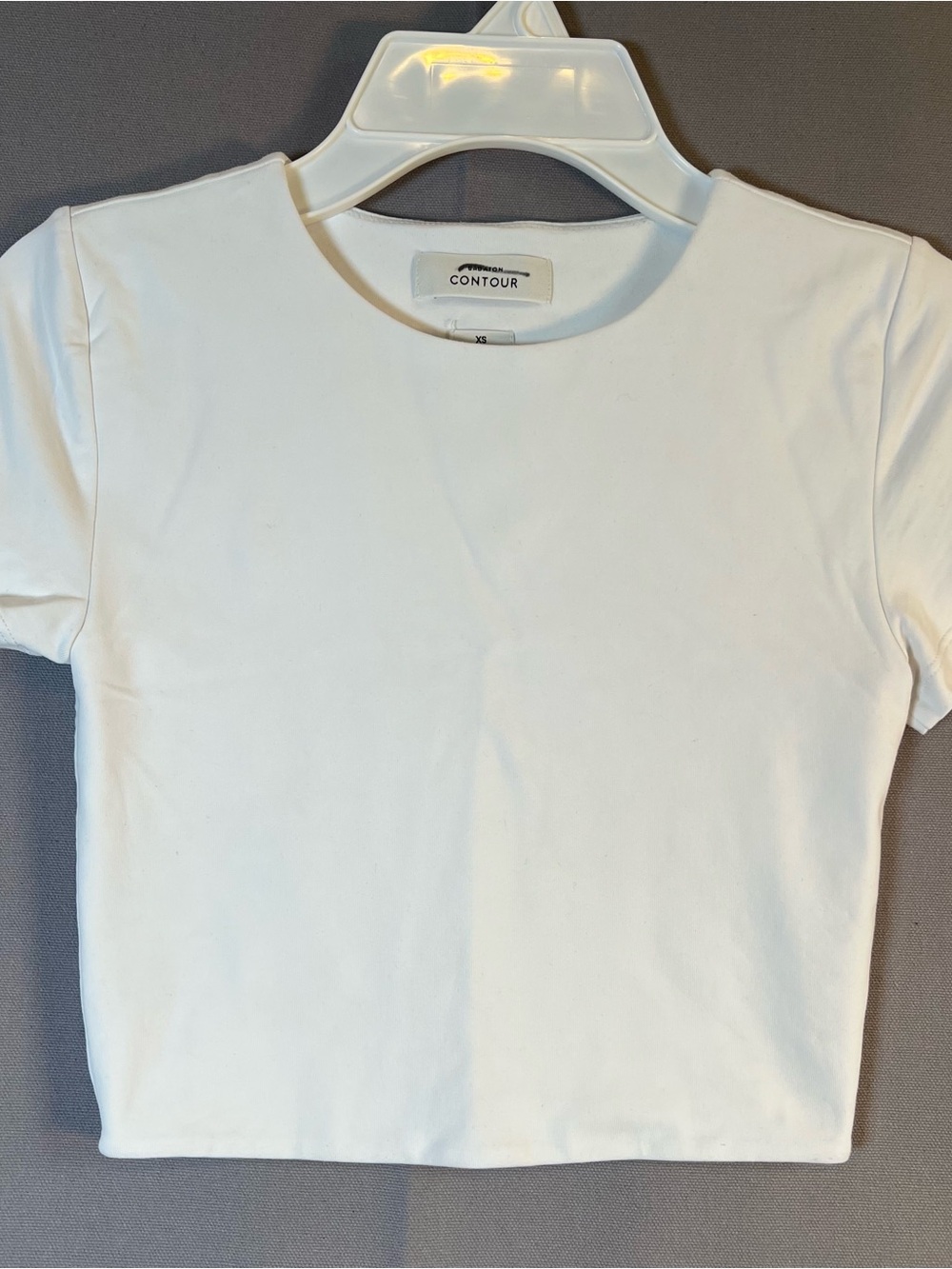 Aritzia Babaton Contour White Crewneck Crop Tee szXS Double Layered Stretchy